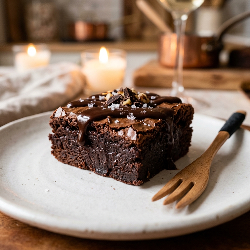 Single Fudgy Brownie Slice with Sea Salt